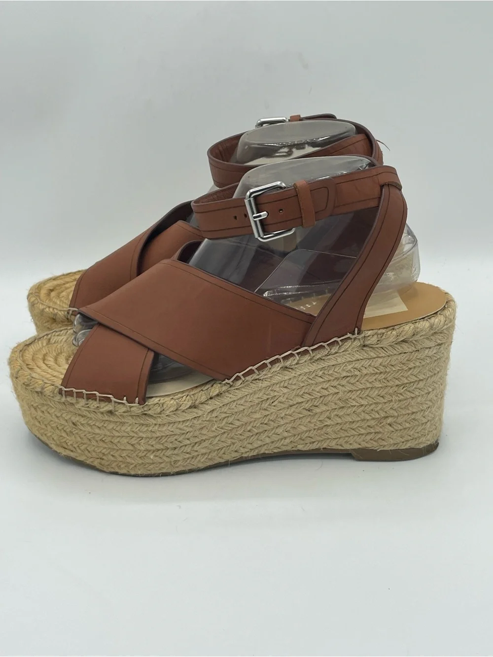 Dolce Vita Carsie Leather Espadrille Wedge Sandals in Brown.